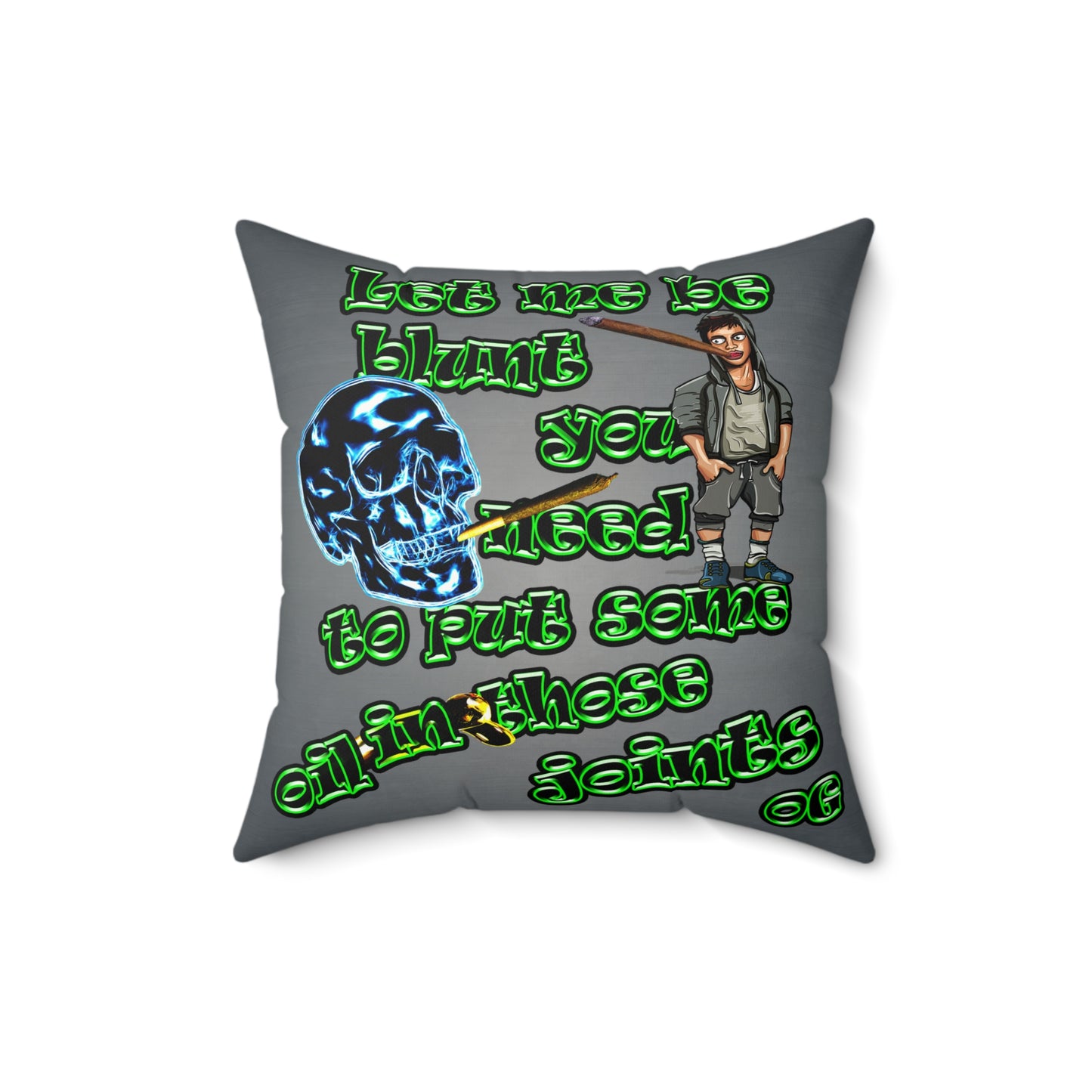og - Faux Suede Square Pillow - (grey-light grey)