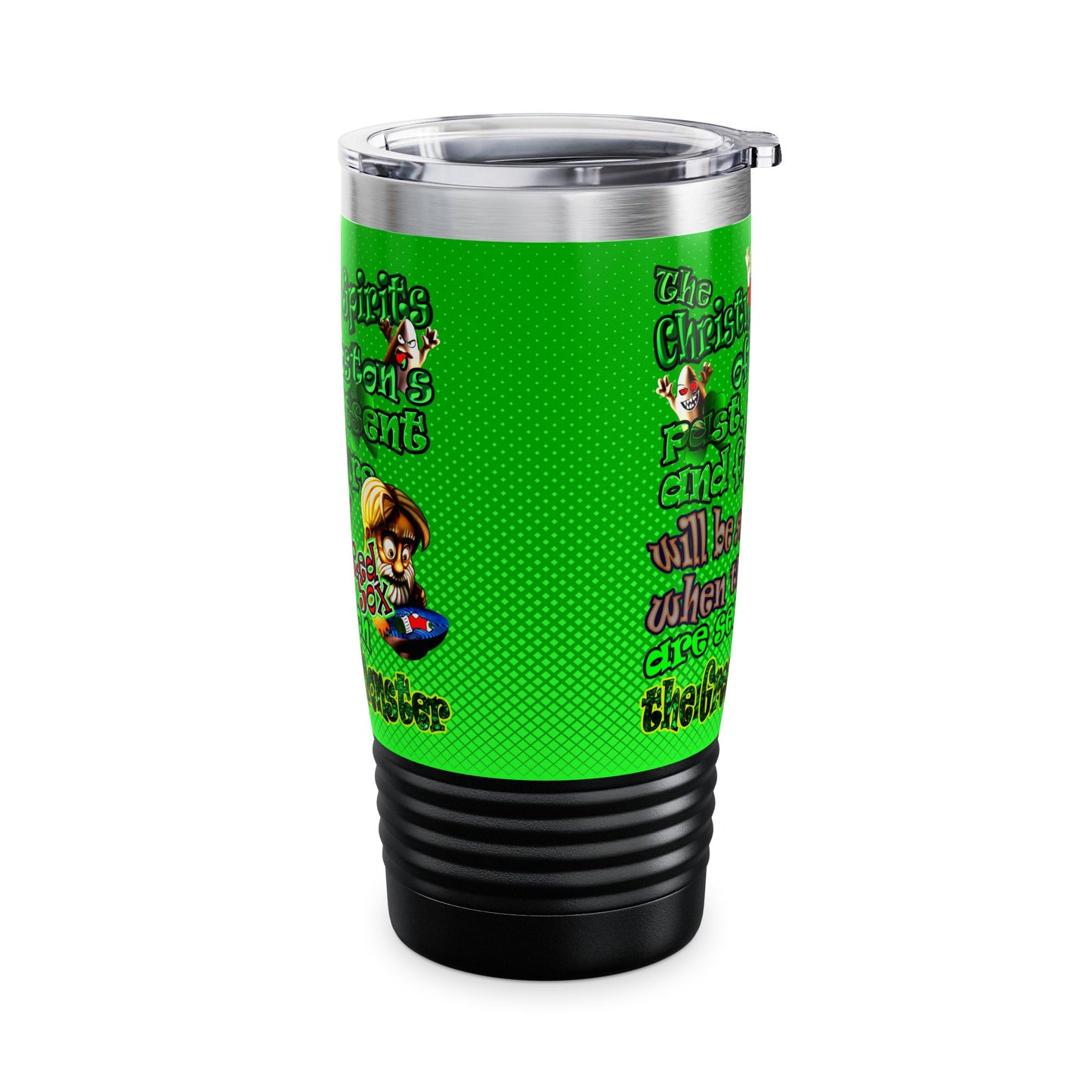 christmas spirits of boston - Ringneck Tumbler, 20oz (logo green)