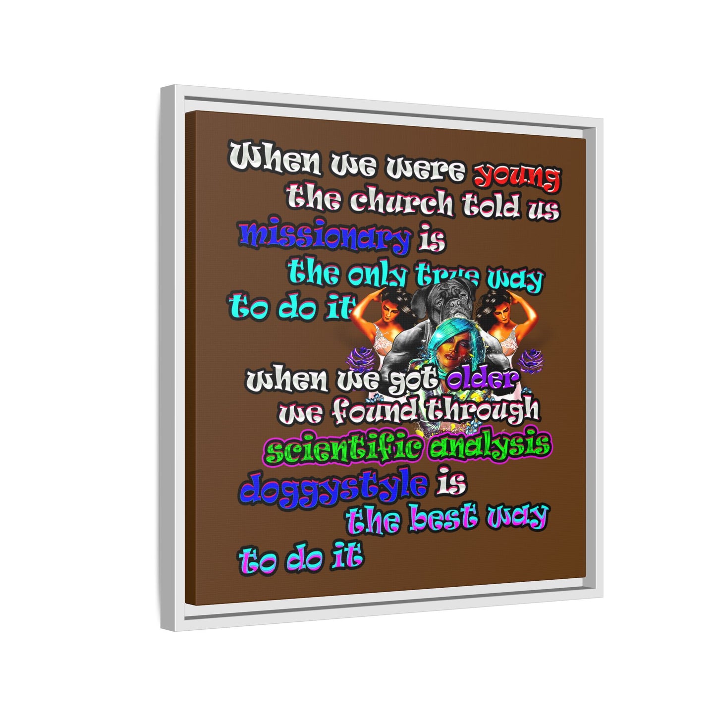 doggystyle - framed canvas art (brown)