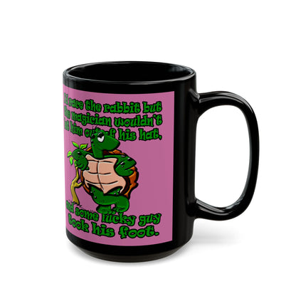 turtle race - Black Mug (light pink)