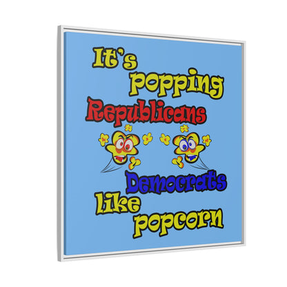 popping like popcorn - framed canvas art (light blue)
