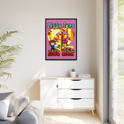 love peace - framed canvas art (light pink)