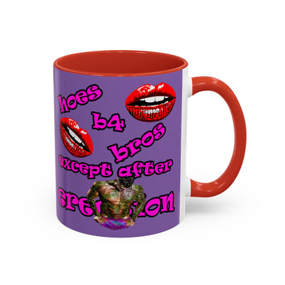 hoes b4 bros - Accent Mug (light purple)