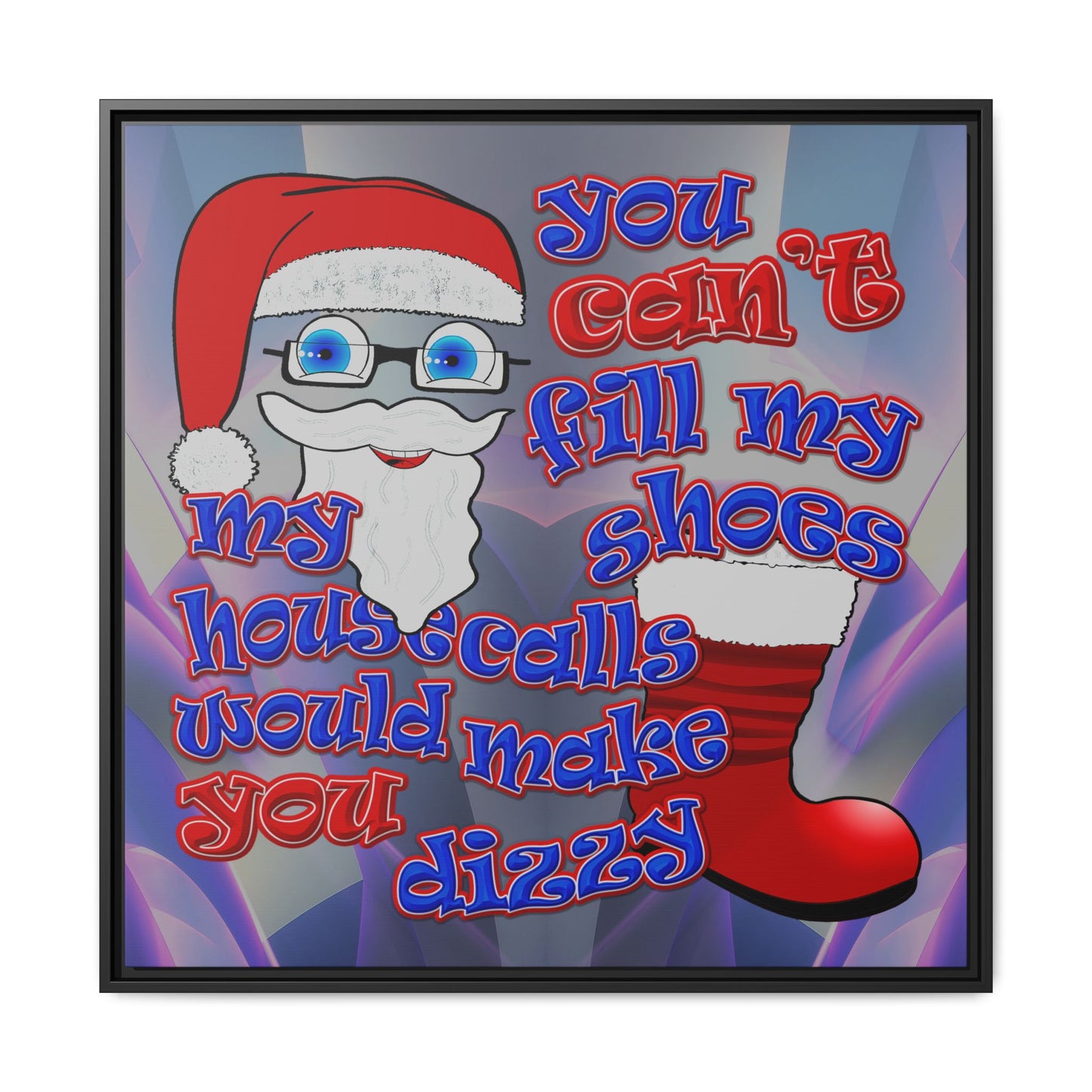 santa's shoes - framed canvas art (grey-pink wave)