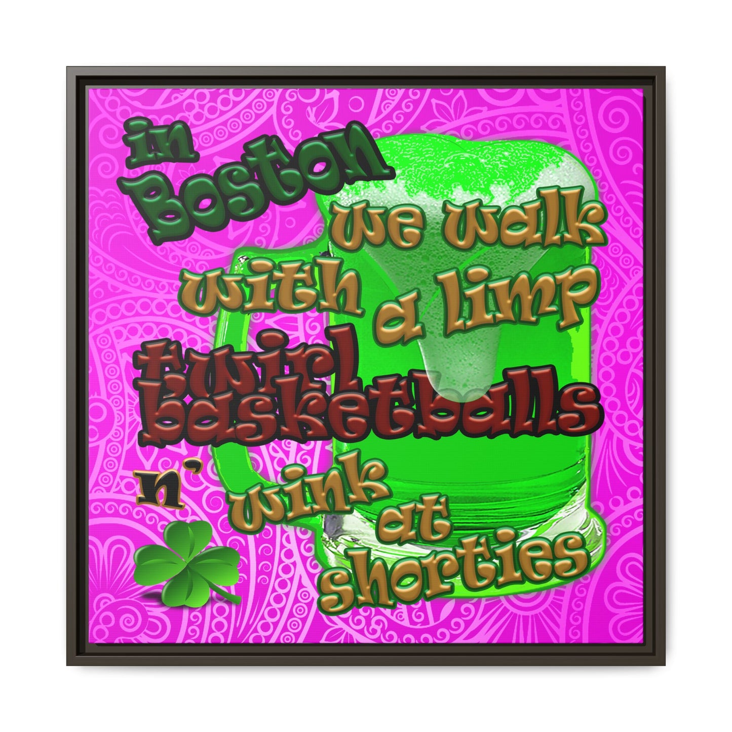 celtics logo - framed canvas art (pink swirl)