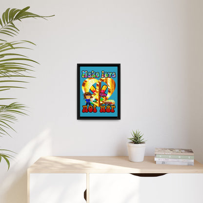 love peace - framed canvas art (turquoise)