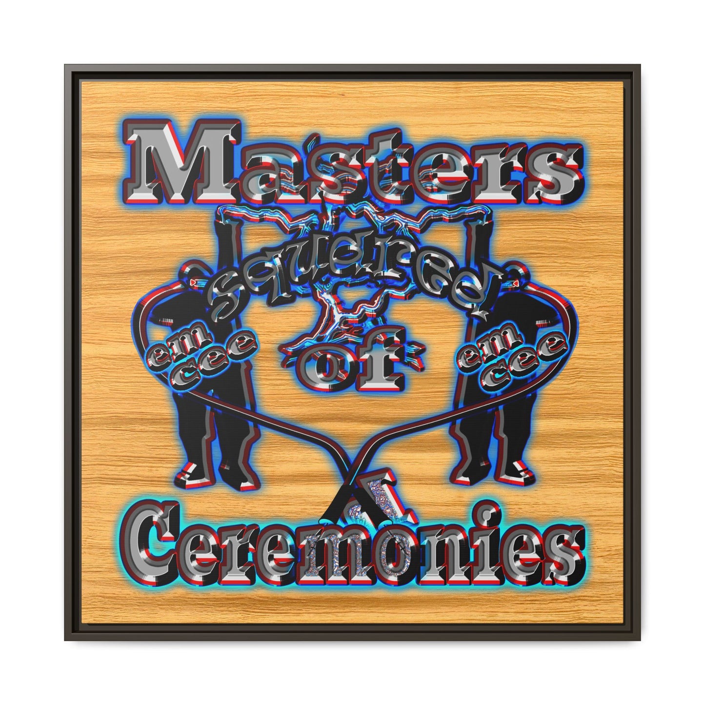 em cee squared - framed canvas art (butterscotch wood finish)