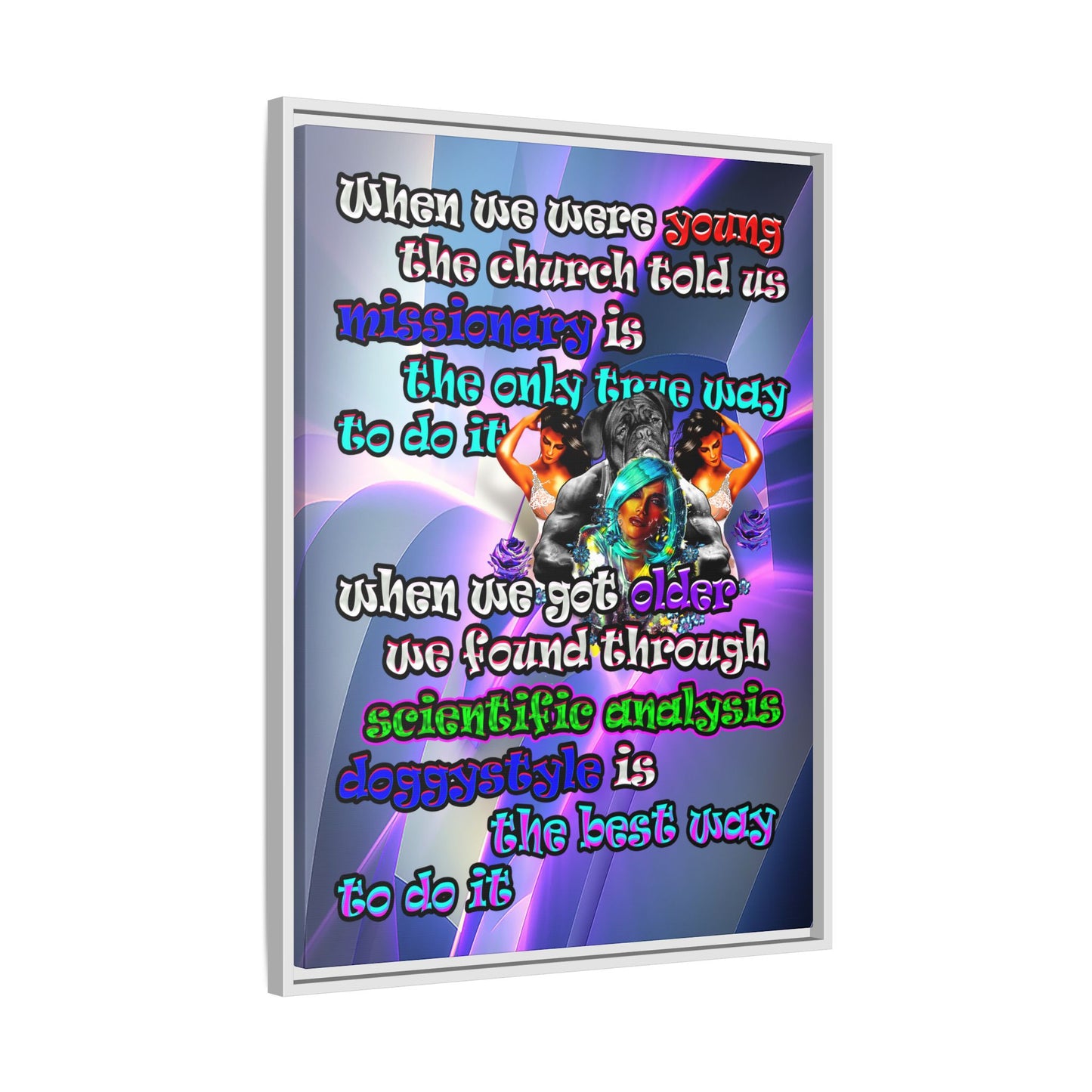 doggystyle - framed canvas art (grey-pink wave)