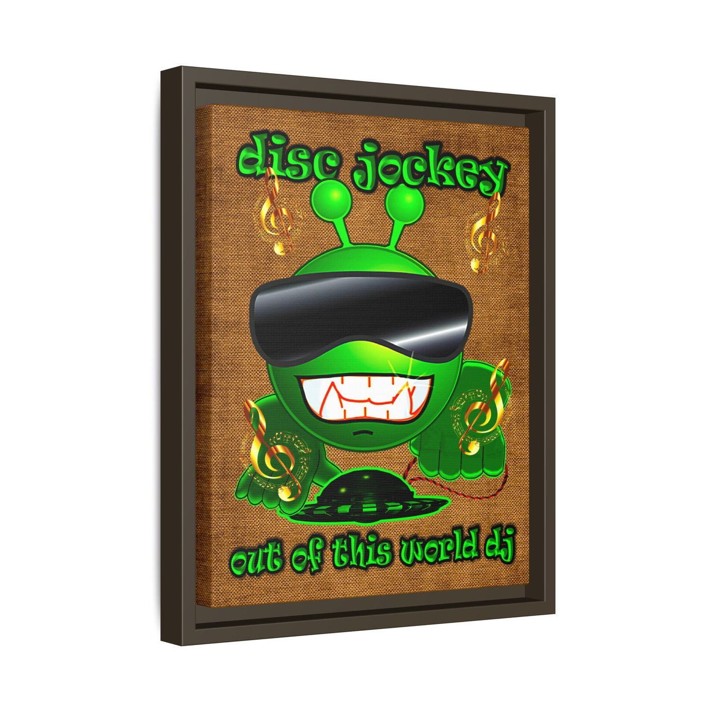 disc jockey - framed canvas art (brown papyrus)