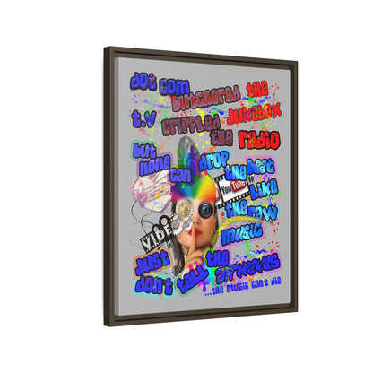 drop the beat - framed canvas art (light grey)