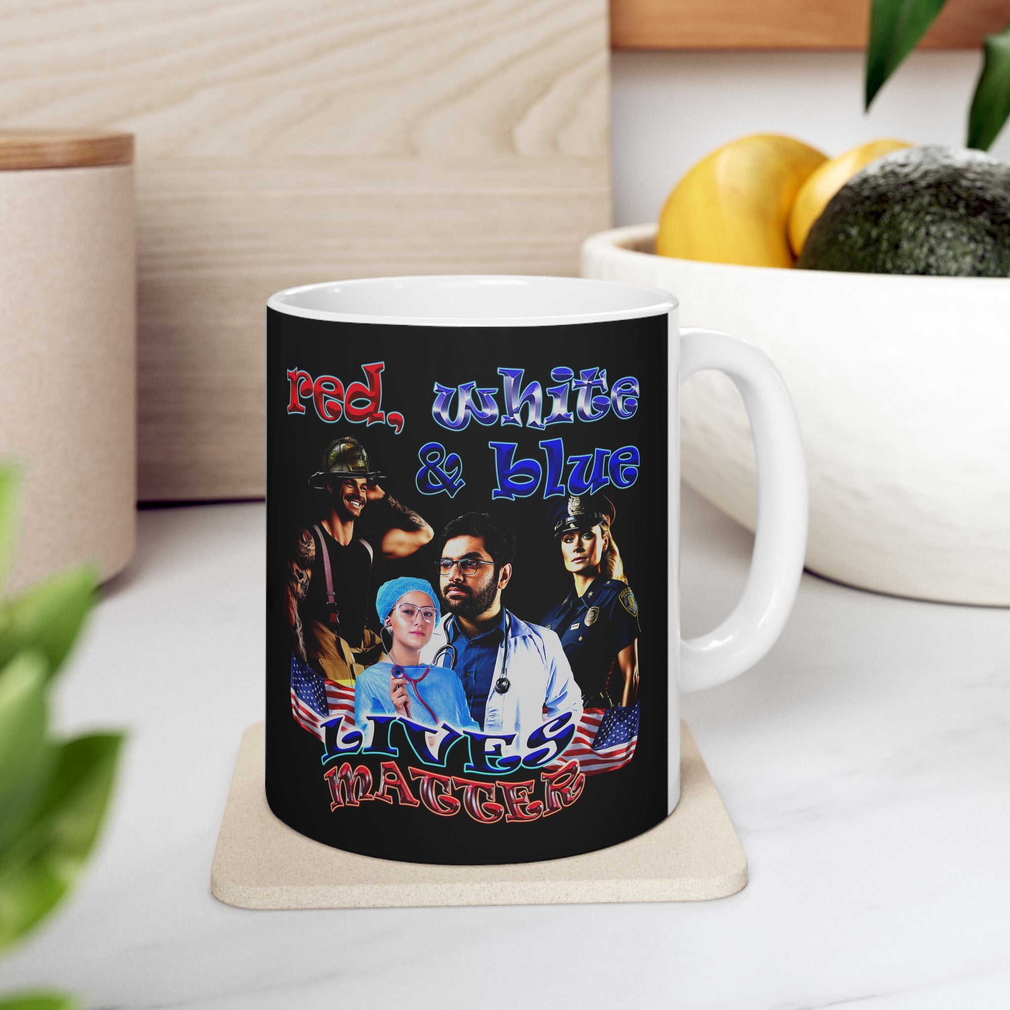 rw&b lives matter - White Mug (black)