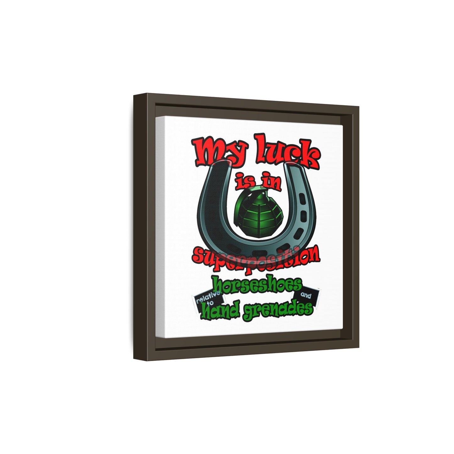 my luck - framed canvas art (white)