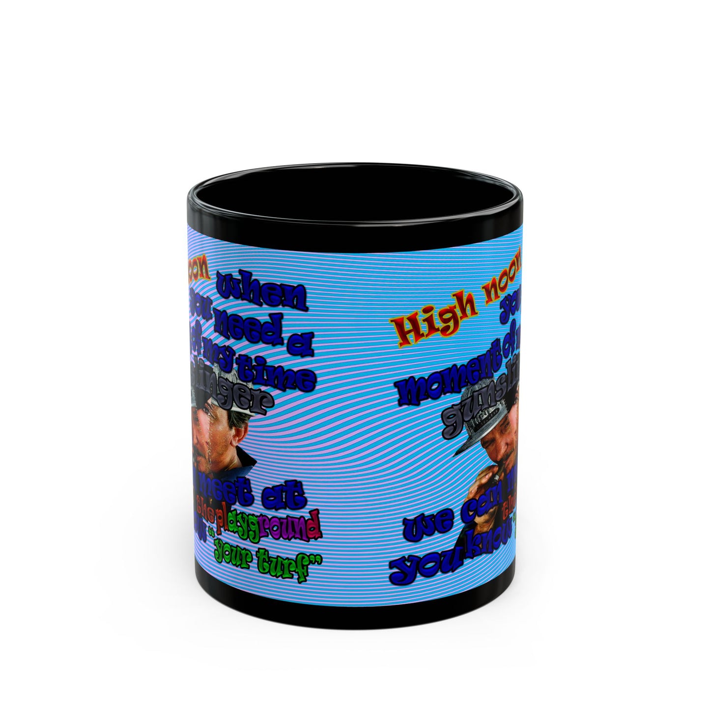 high noon - Black Mug (light blue-purple wave)