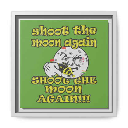 shoot the moon again - framed canvas art (green)