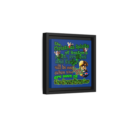 christmas spirits of boston - framed canvas art (dark blue)
