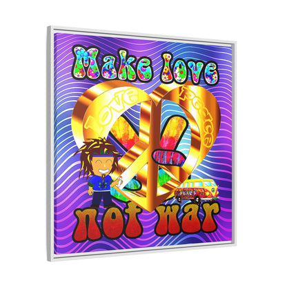 love peace - framed canvas art (purple wave)