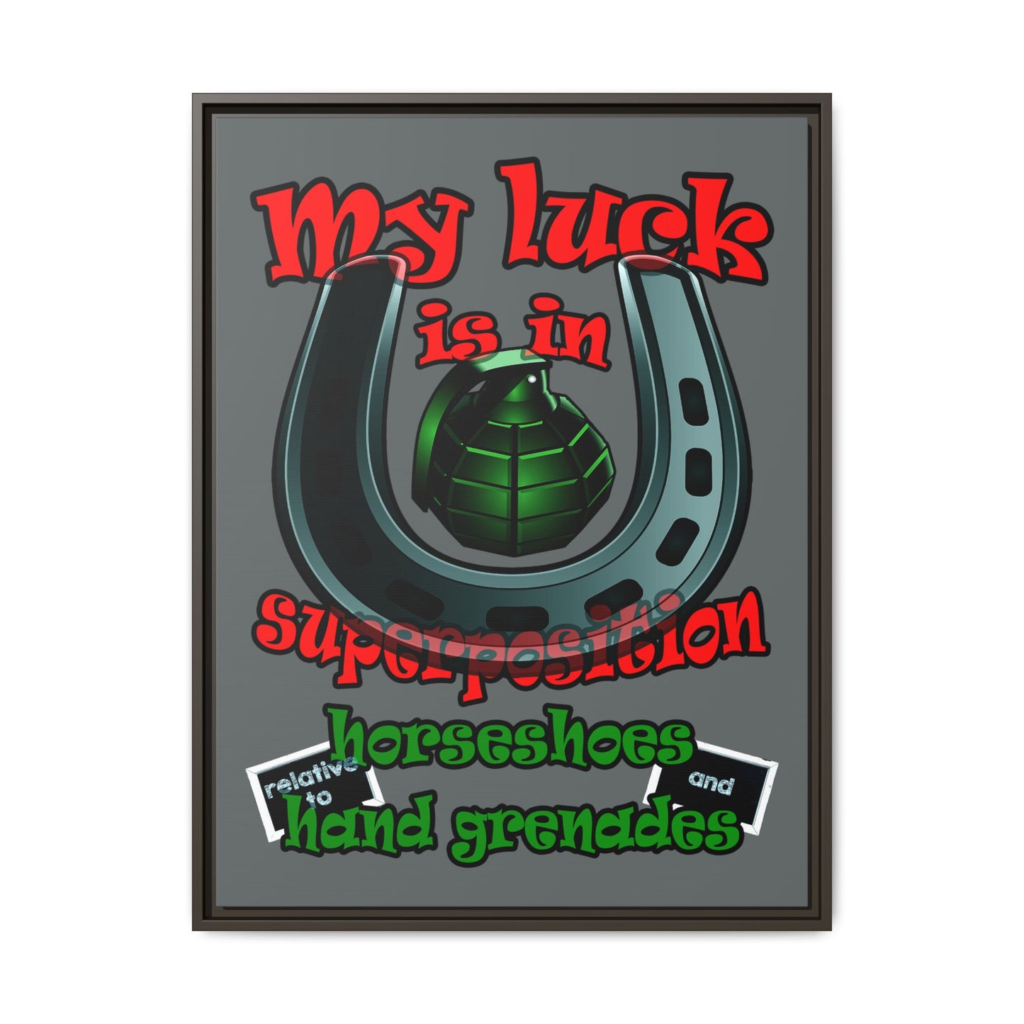 my luck - framed canvas art (dark grey)