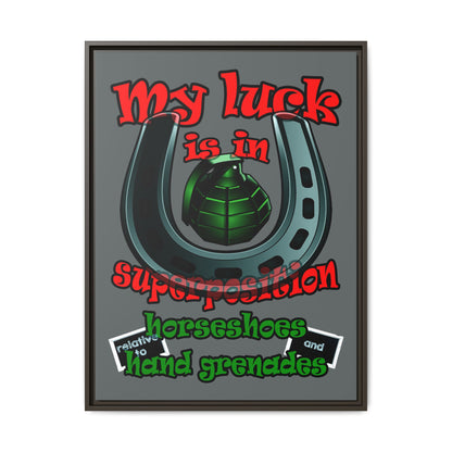 my luck - framed canvas art (dark grey)
