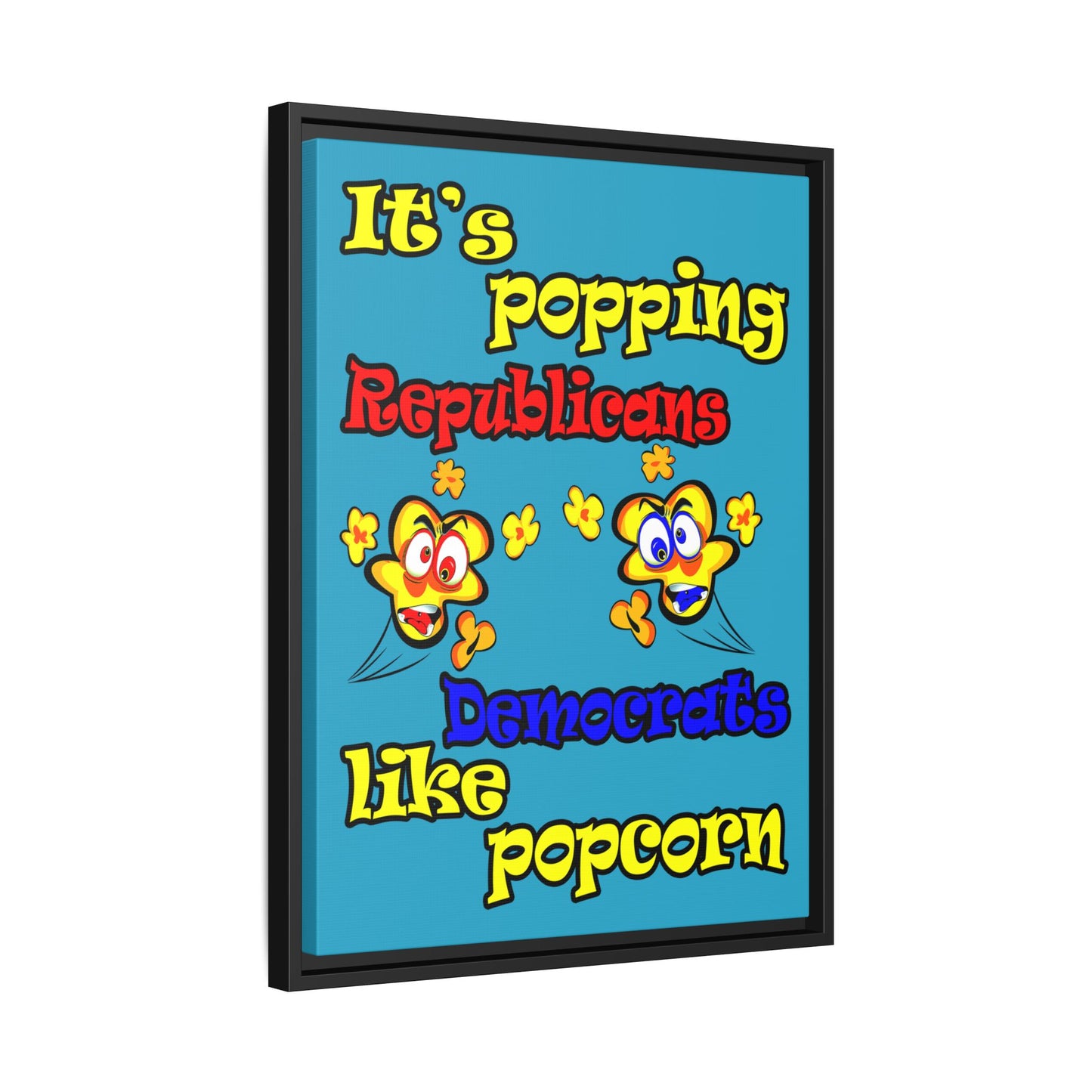 popping like popcorn - framed canvas art (turquoise)