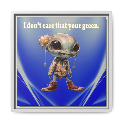 I don't care that your green - framed canvas art (blue-white wave)