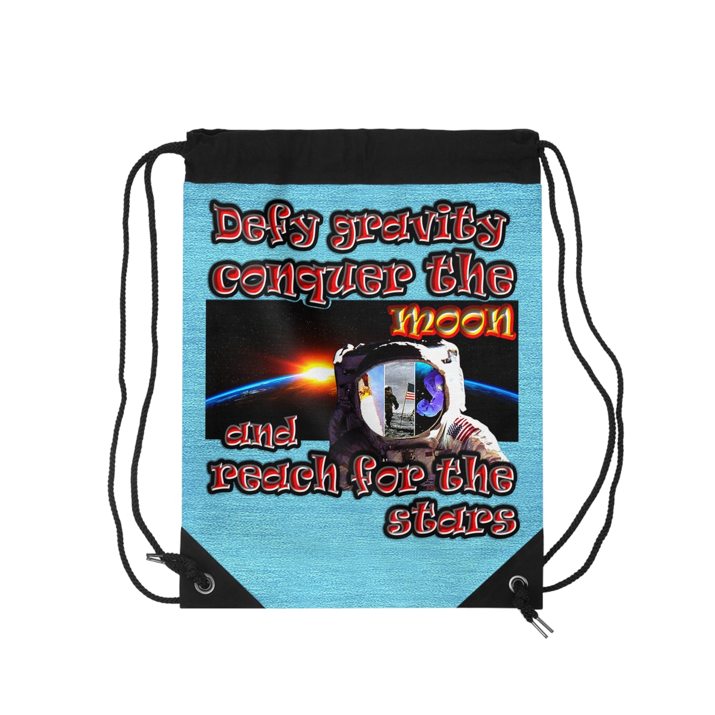 defy conquer reach - Drawstring Bag (faded blue)