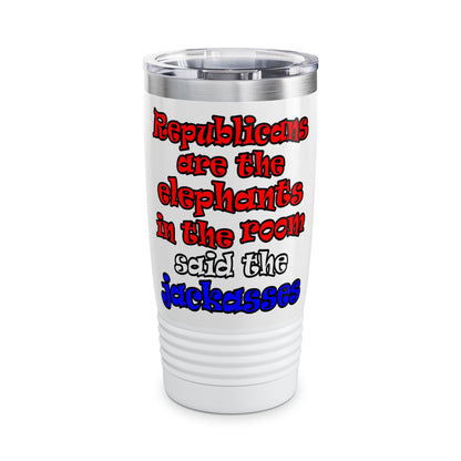 donkeys and elephants - Ringneck Tumbler, 20oz (white)