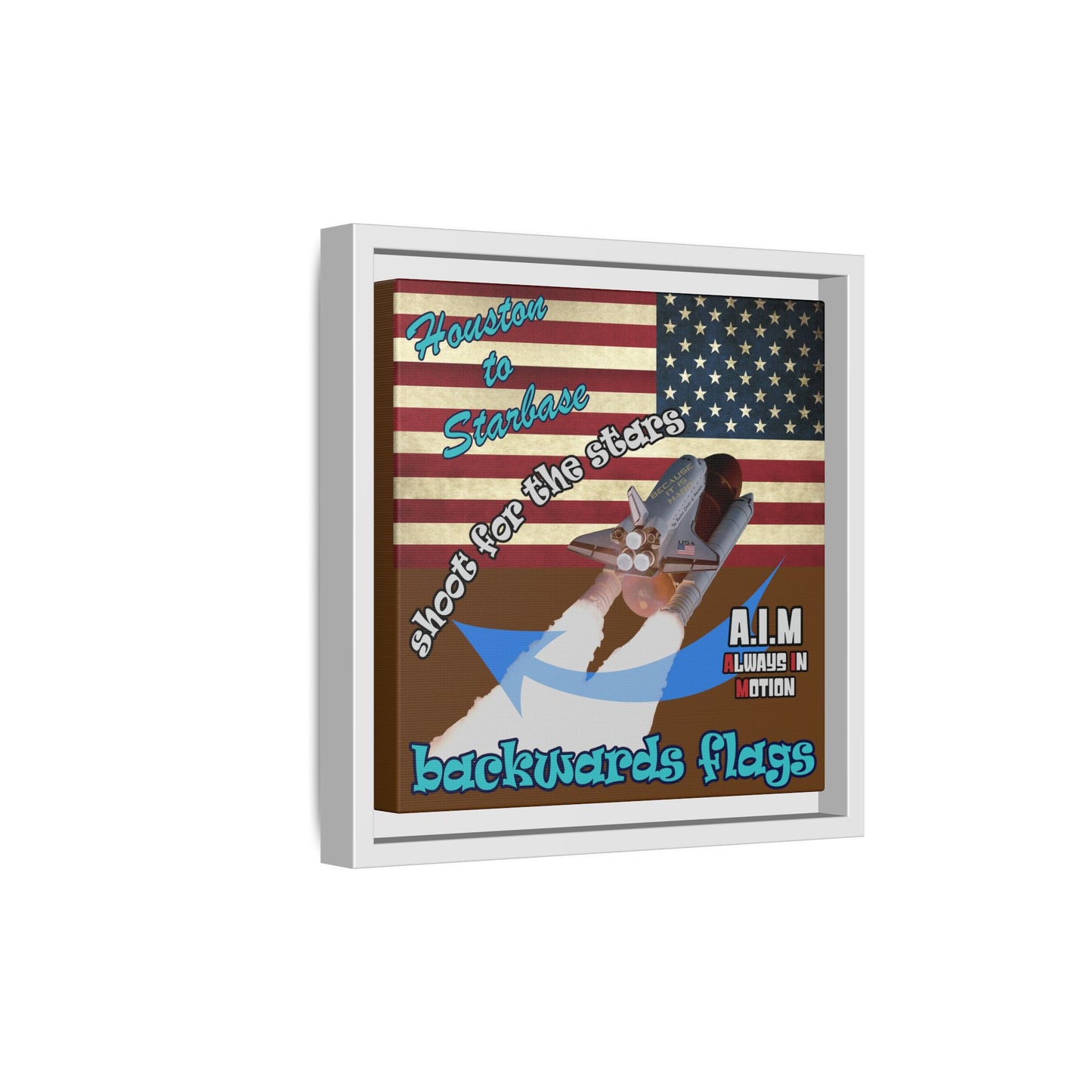 shoot for the stars - framed canvas art (brown)