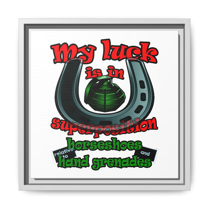 my luck - framed canvas art (white)
