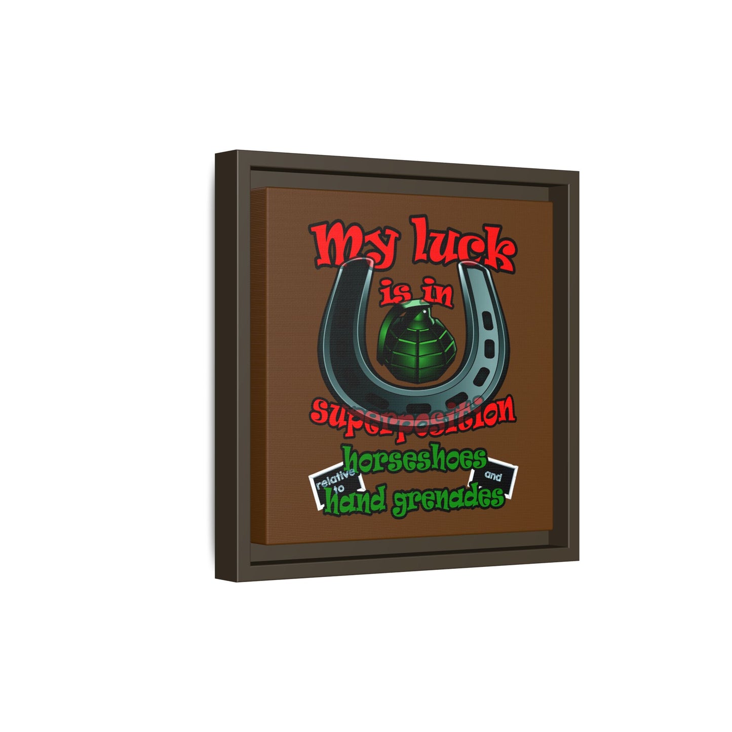 my luck - framed canvas art (brown)