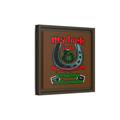 my luck - framed canvas art (brown)