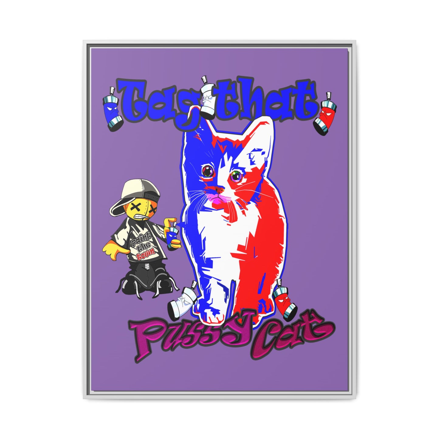 tag that - framed canvas art (light purple)