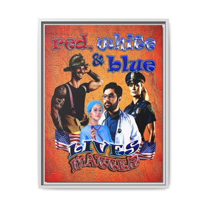 rw&b lives matter - framed canvas art (burnt orange)