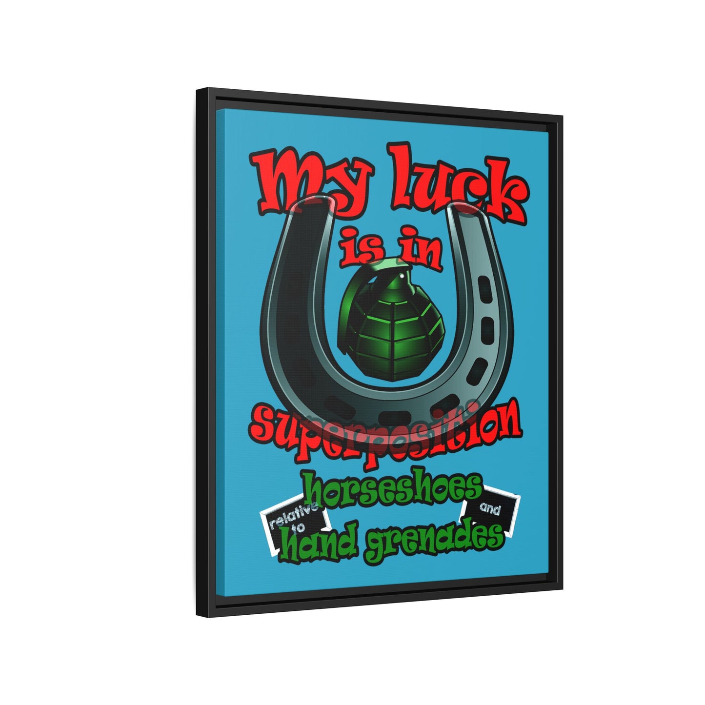 my luck - framed canvas art (turquoise)