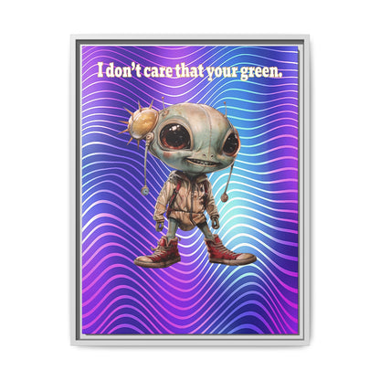 I don't care that your green - framed canvas art (purple wave)