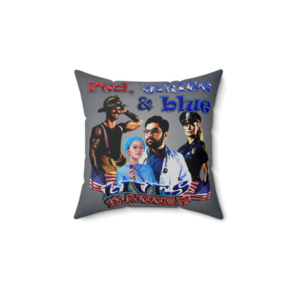 rw&b lives matter - Spun Polyester Square Pillow - (grey-light grey)