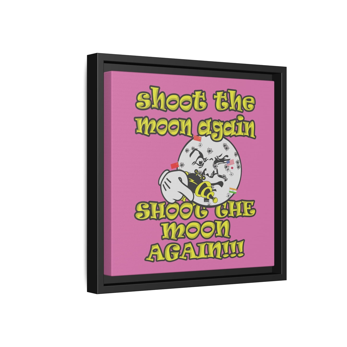shoot the moon again - framed canvas art (light pink)