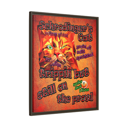 schrodinger's cat - framed canvas art (burnt orange)