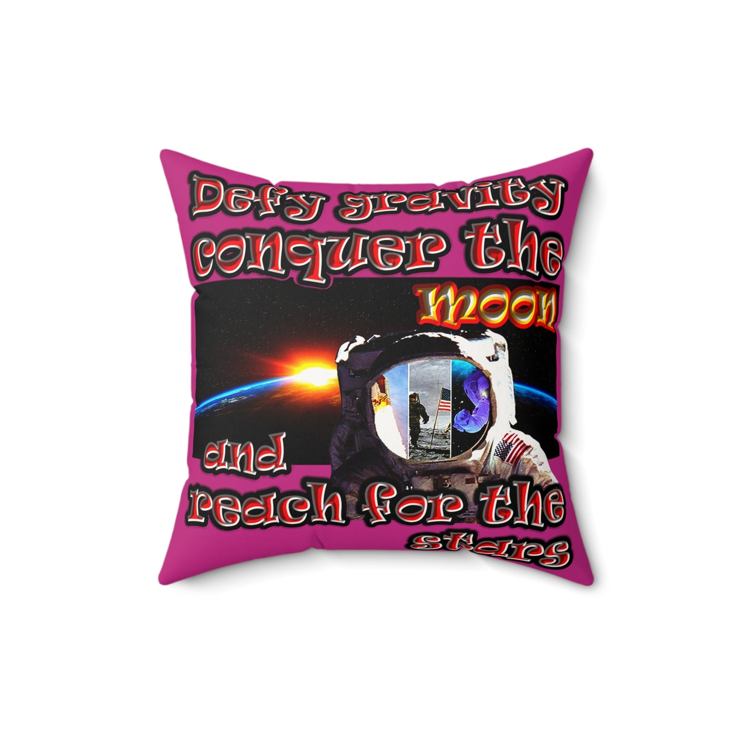 defy conquer reach - Faux Suede Square Pillow - (pink)