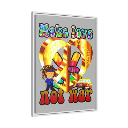love peace - framed canvas art (light grey)