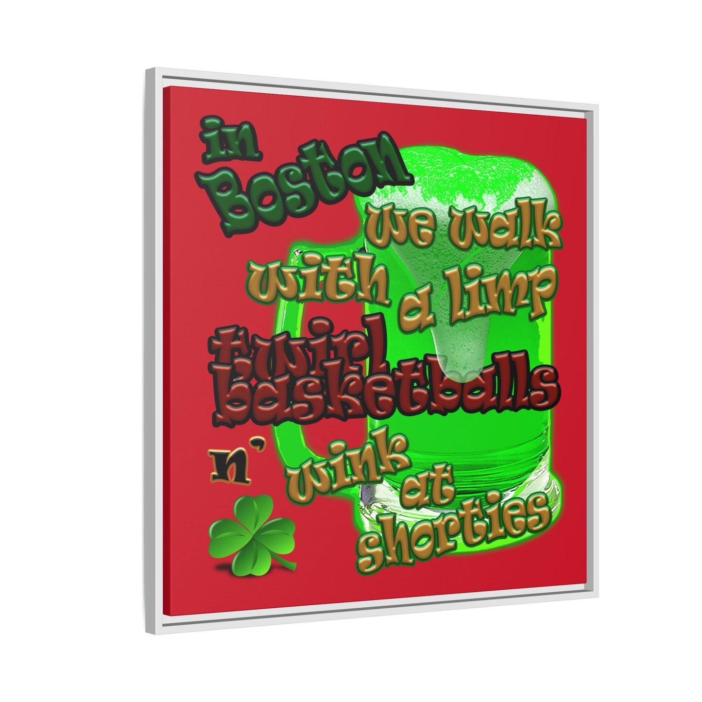 celtics logo - framed canvas art (dark red)