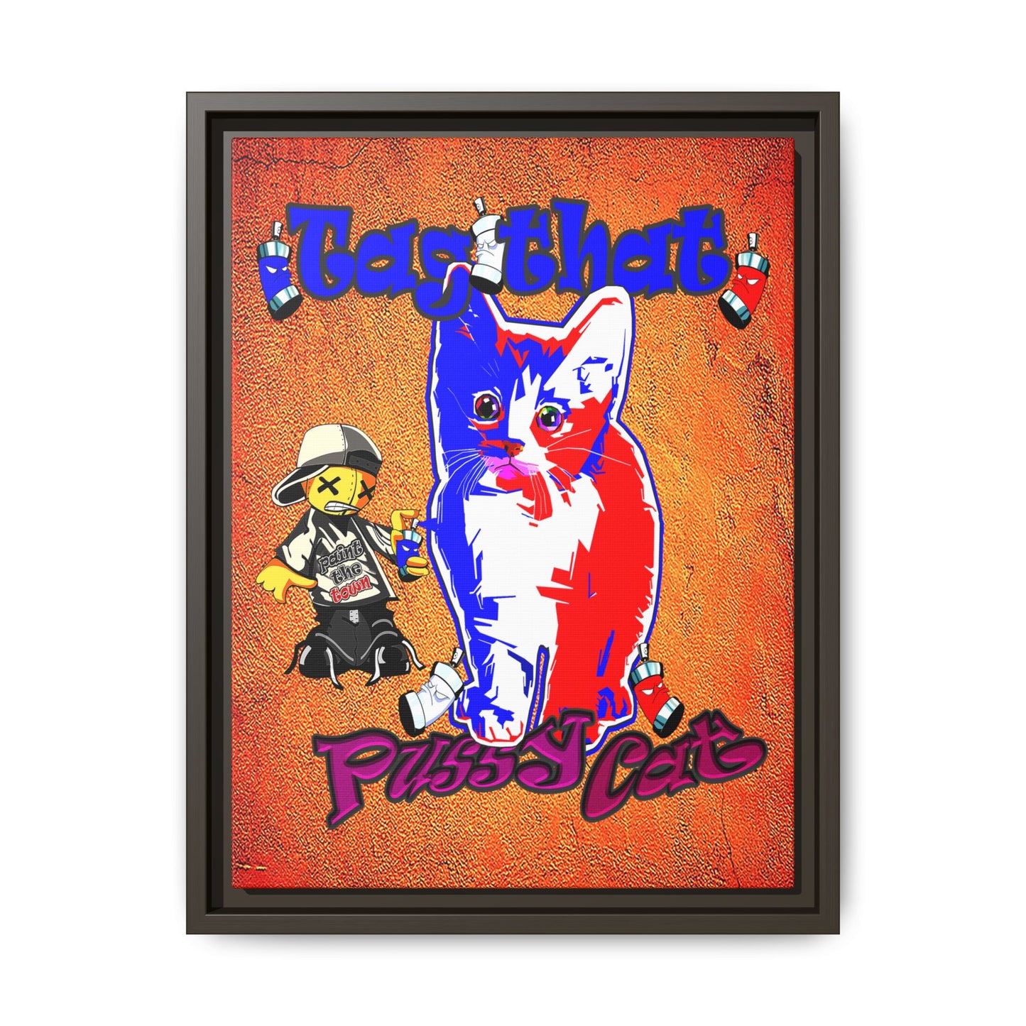tag that - framed canvas art (burnt orange)