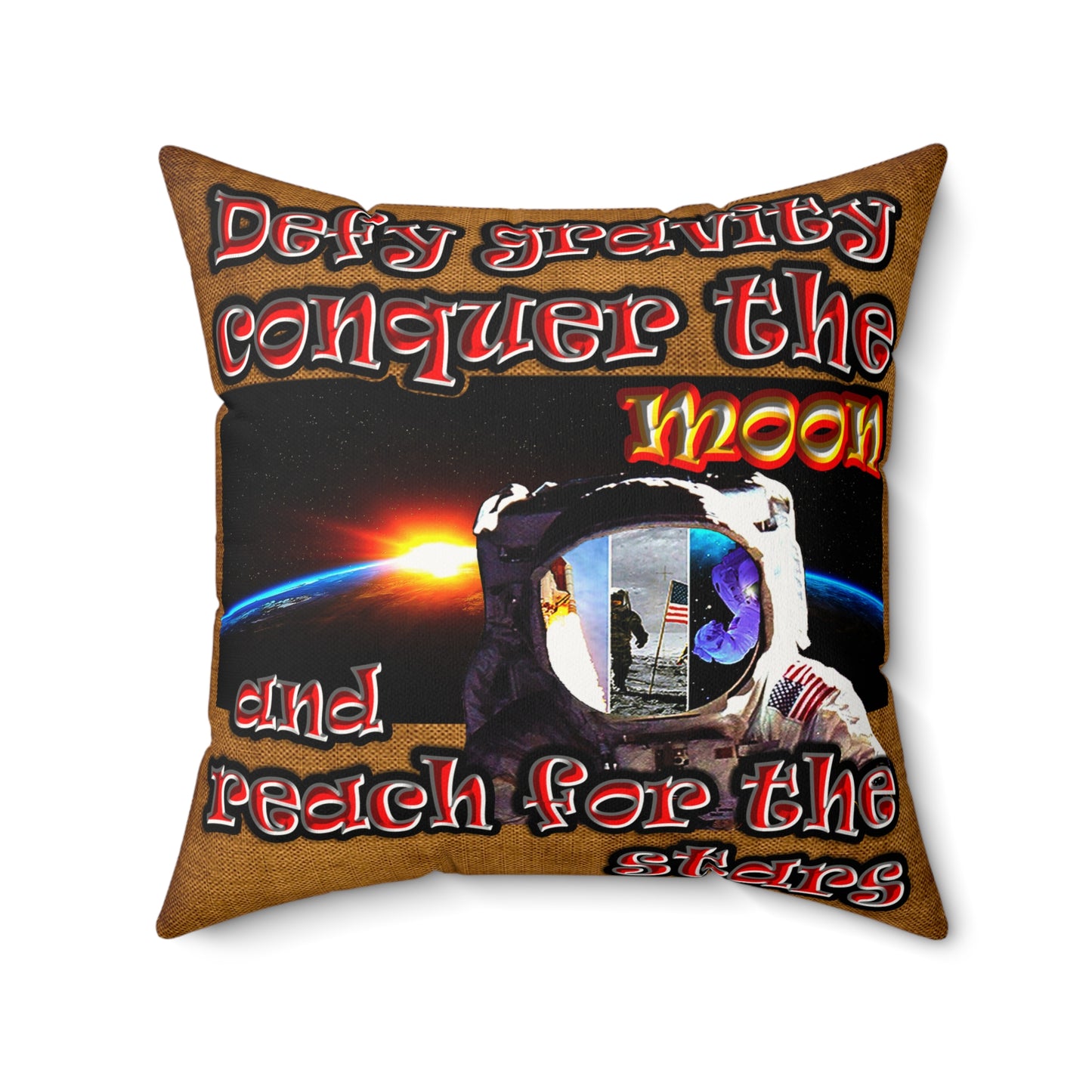 defy conquer reach - Faux Suede Square Pillow - (dichromatic brown papyrus)