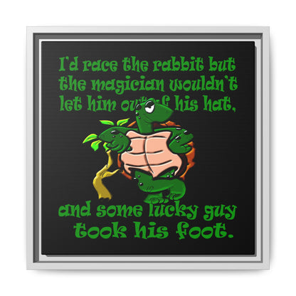turtle race - framed canvas art (black)