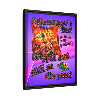 schrodinger's cat - framed canvas art (purple-pink wave)