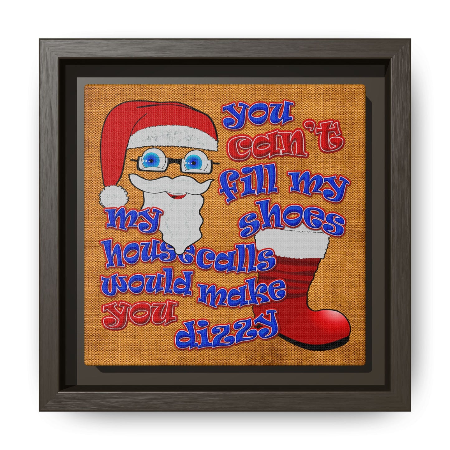 santa's shoes - framed canvas art (brown papyrus)