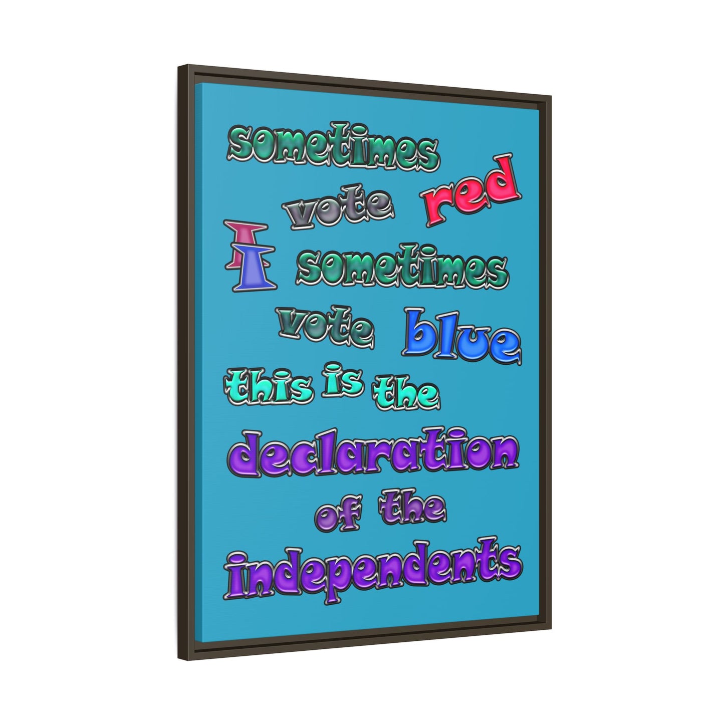 declaration of the independents - framed canvas art (turquoise)