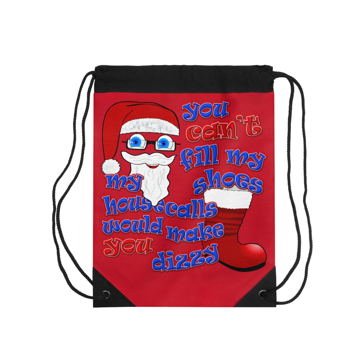 santa's shoes - Drawstring Bag (dark red)