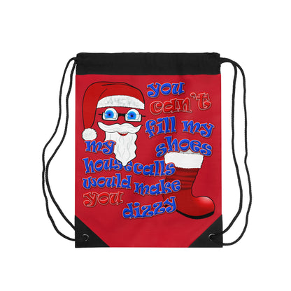 santa's shoes - Drawstring Bag (dark red)