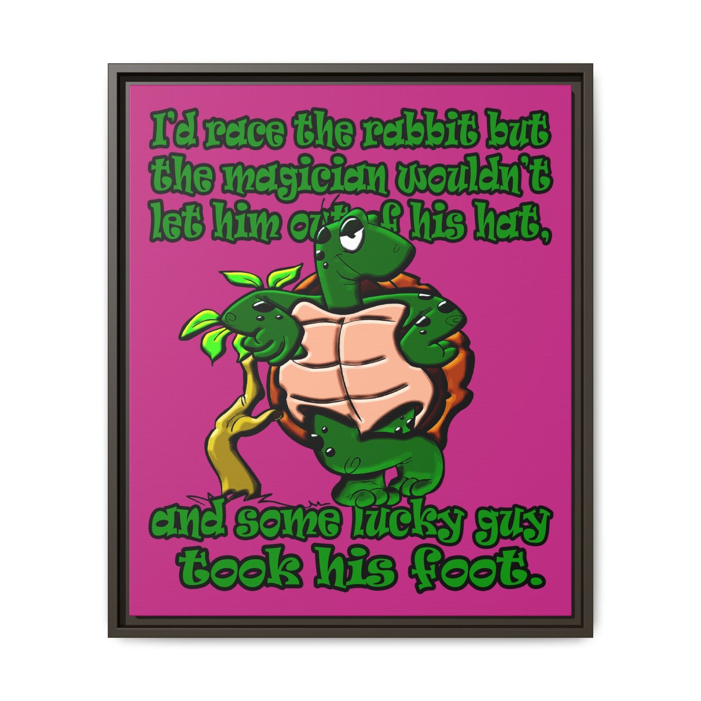 turtle race - framed canvas art (pink)