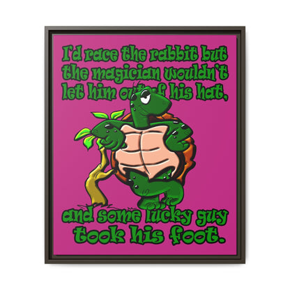 turtle race - framed canvas art (pink)